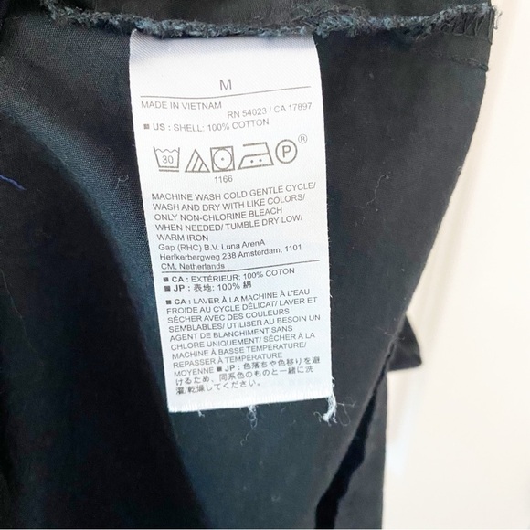 BANANA REPUBLIC Black Poplin Knee Length Collared Shirt Dress Preppy - Picture 8 of 8